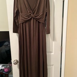 New York & Company olive green long sleeve maxi dress